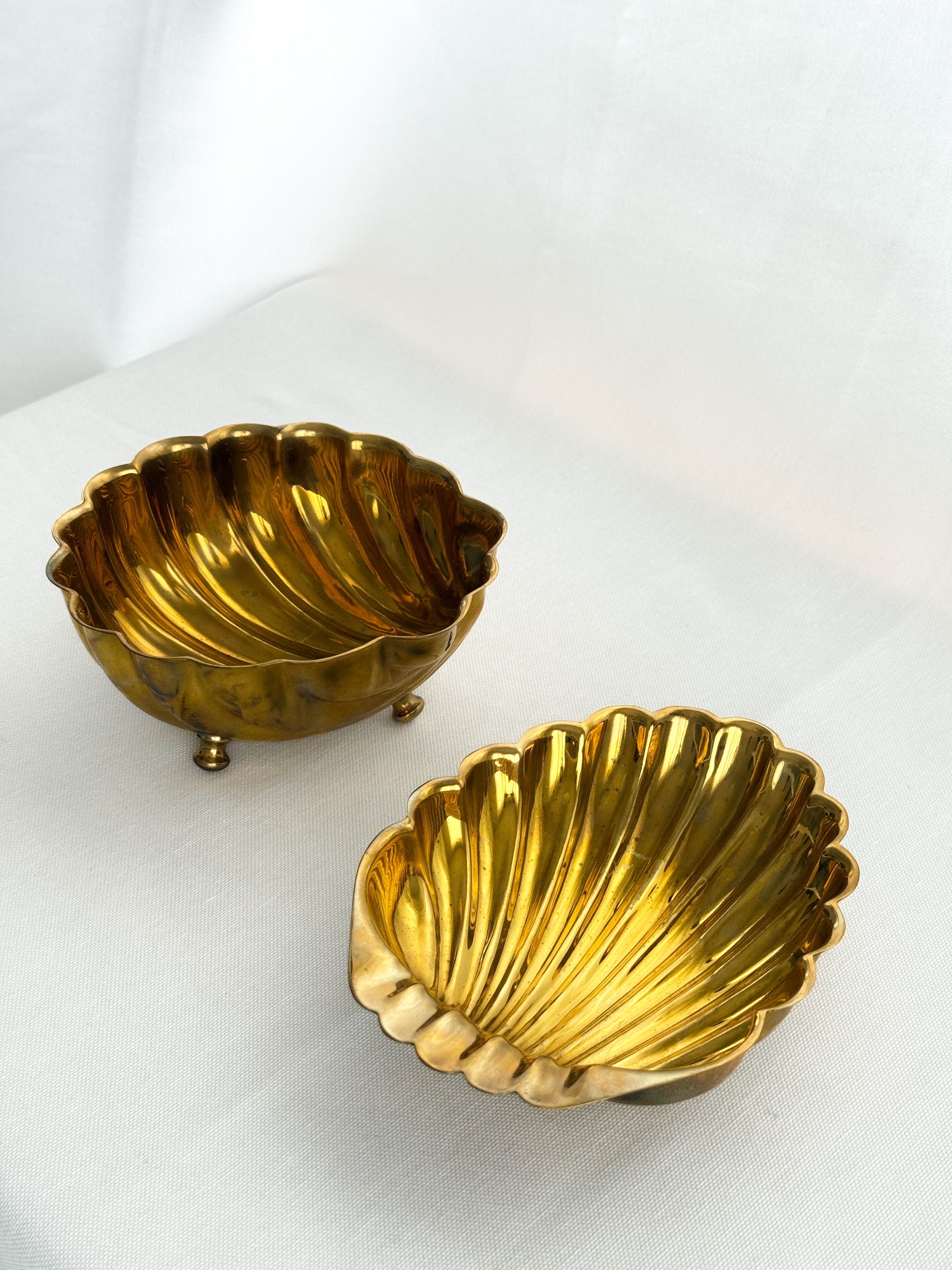 Vintage Shell Brass Bowls - Set of 2