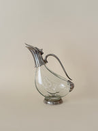 Vintage Glass Claret Jug with Duck-Shaped Handle — 1930s