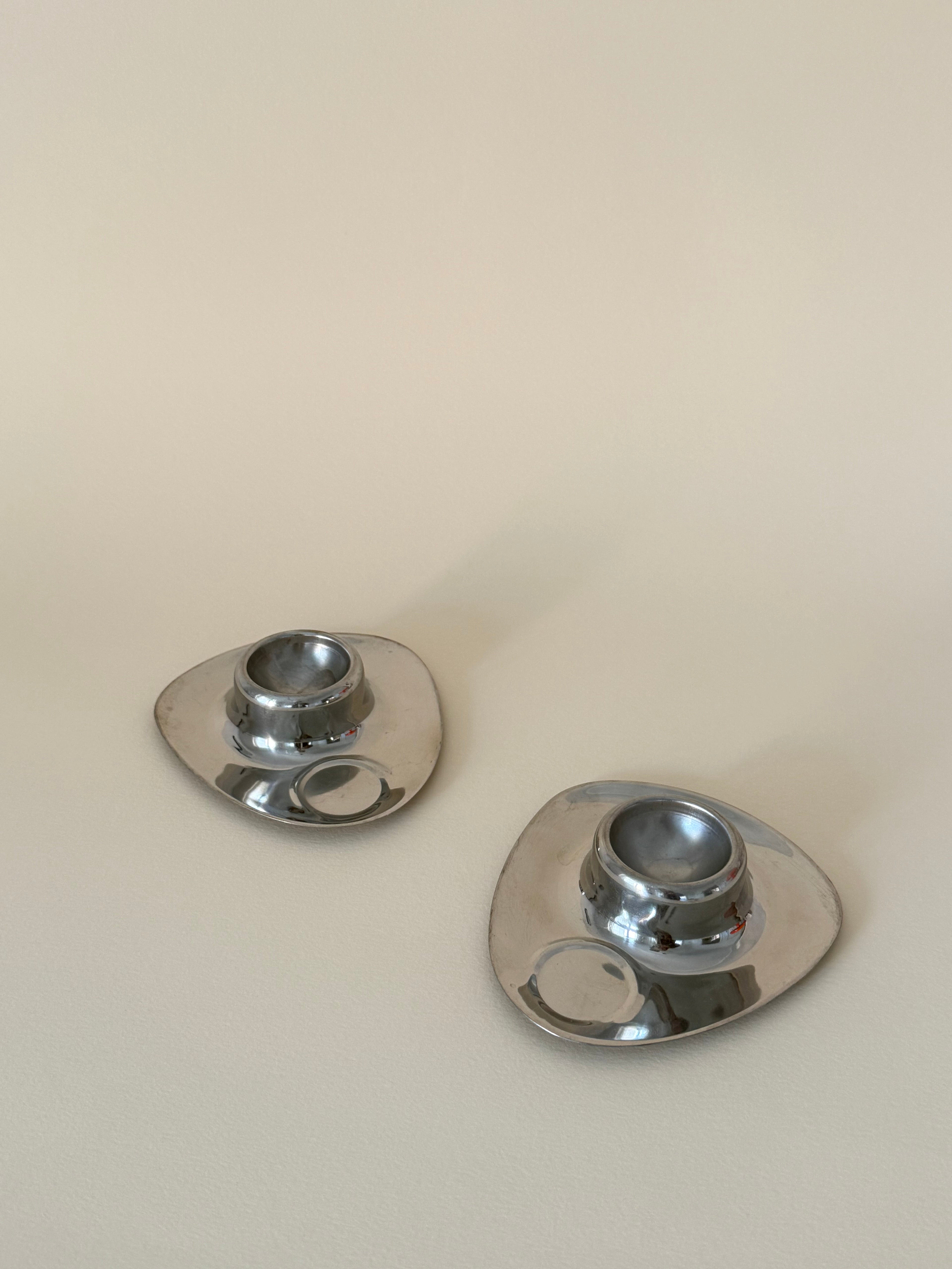 Vintage Metal Egg Cup with Spoon Rest