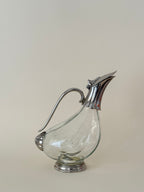 Vintage Glass Claret Jug with Duck-Shaped Handle — 1930s