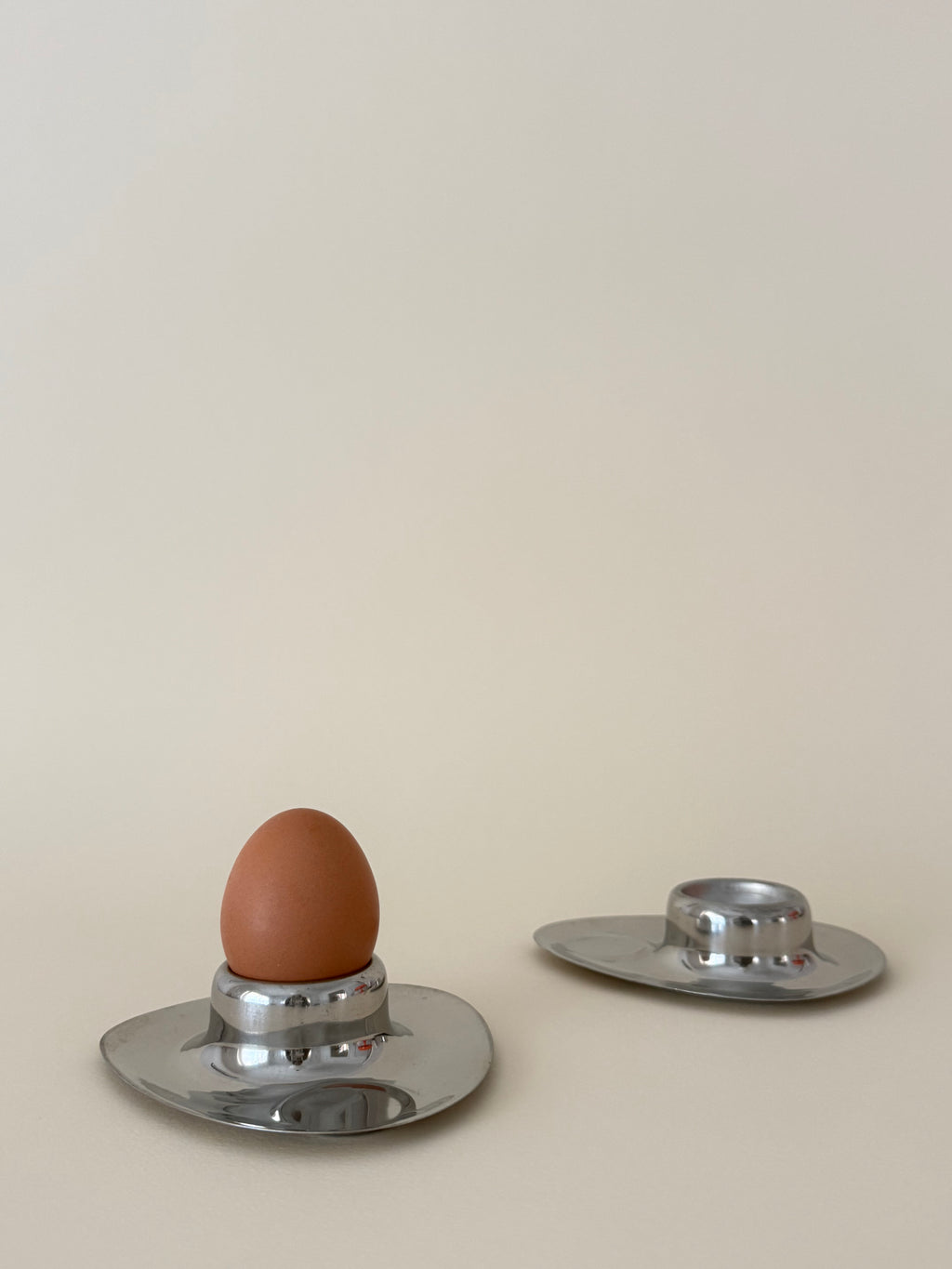 Vintage Metal Egg Cup with Spoon Rest