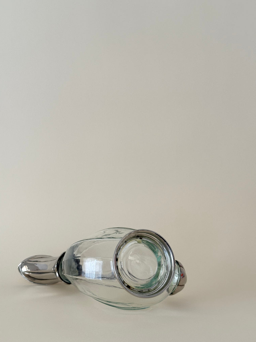 Vintage Glass Claret Jug with Duck-Shaped Handle — 1930s