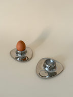 Vintage Metal Egg Cup with Spoon Rest