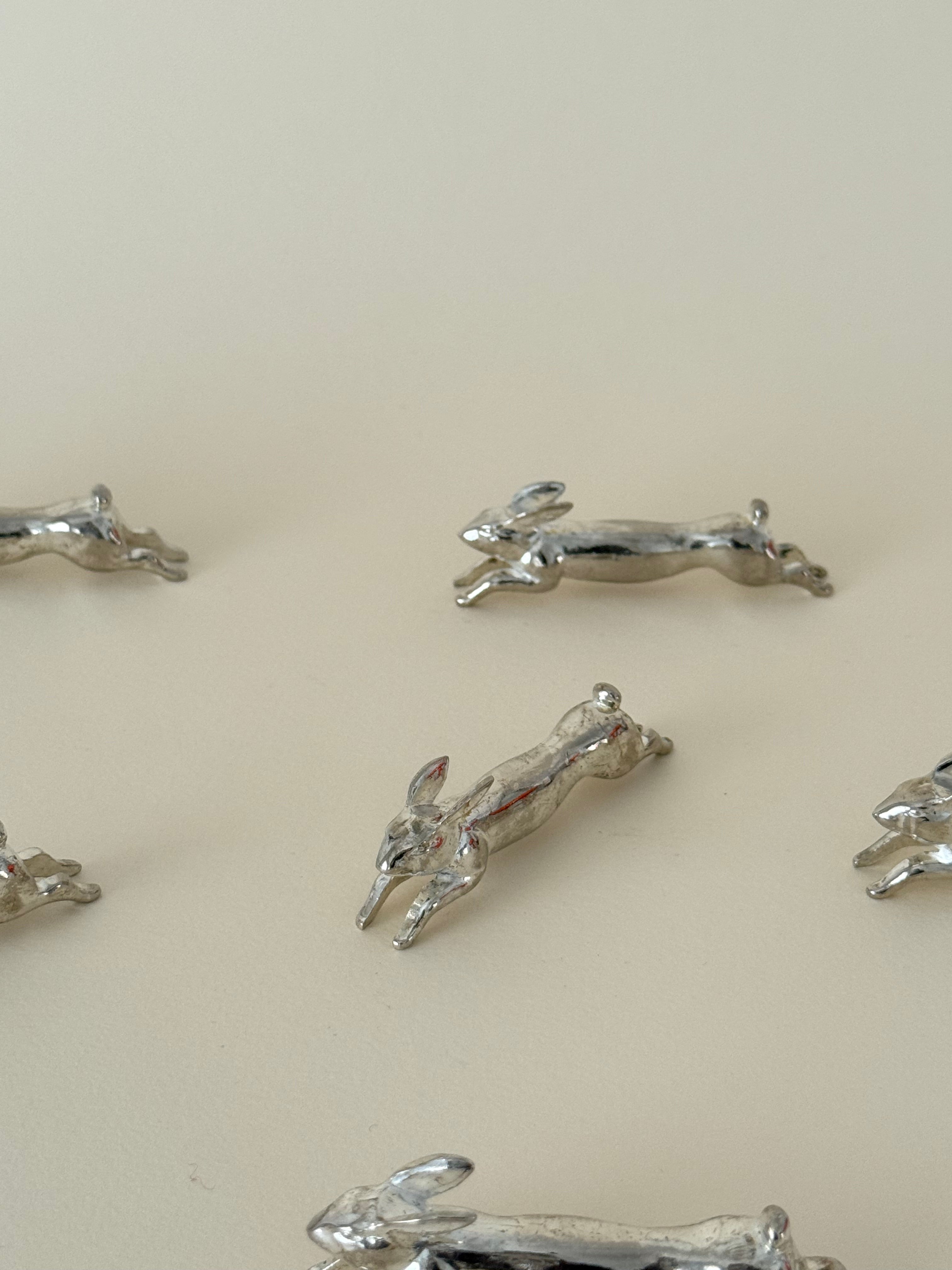 Vintage Silver Rabbit Knife Rests - Set of 6
