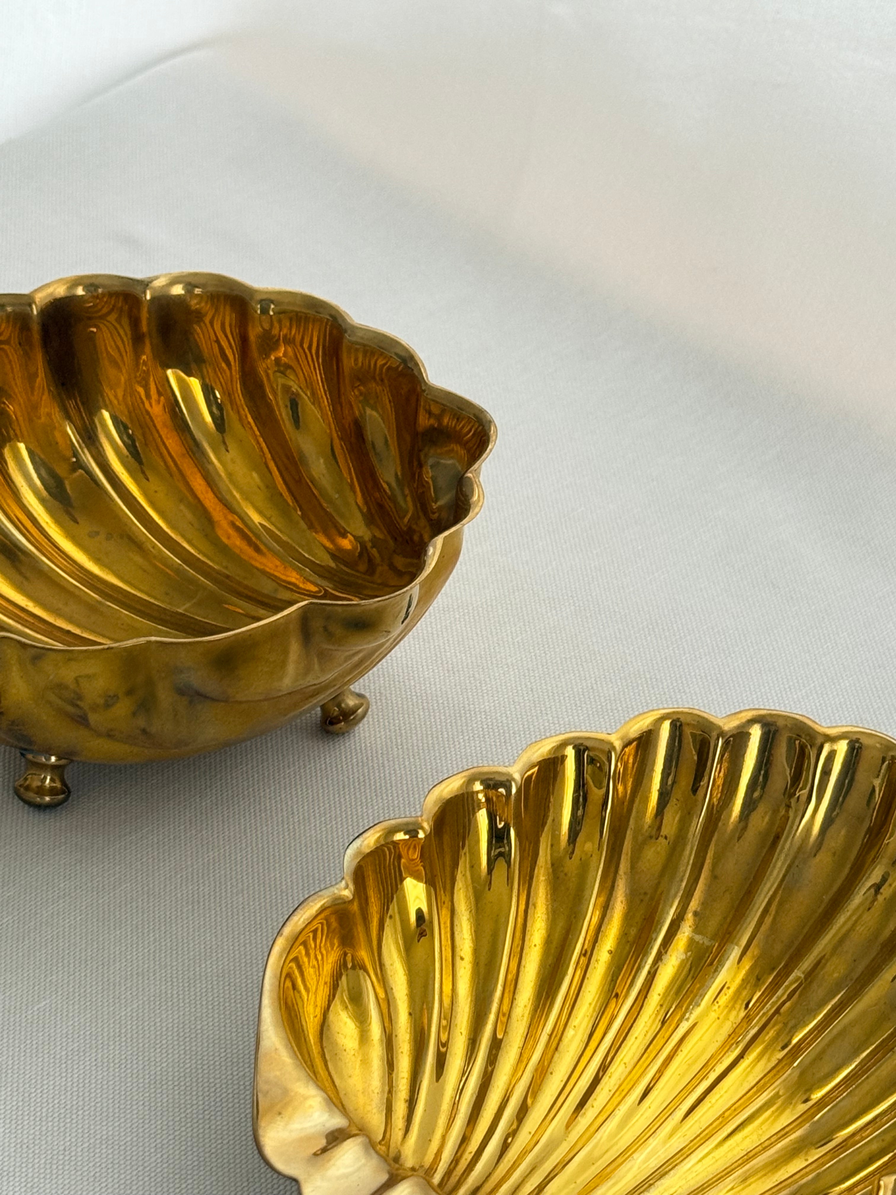 Vintage Shell Brass Bowls - Set of 2