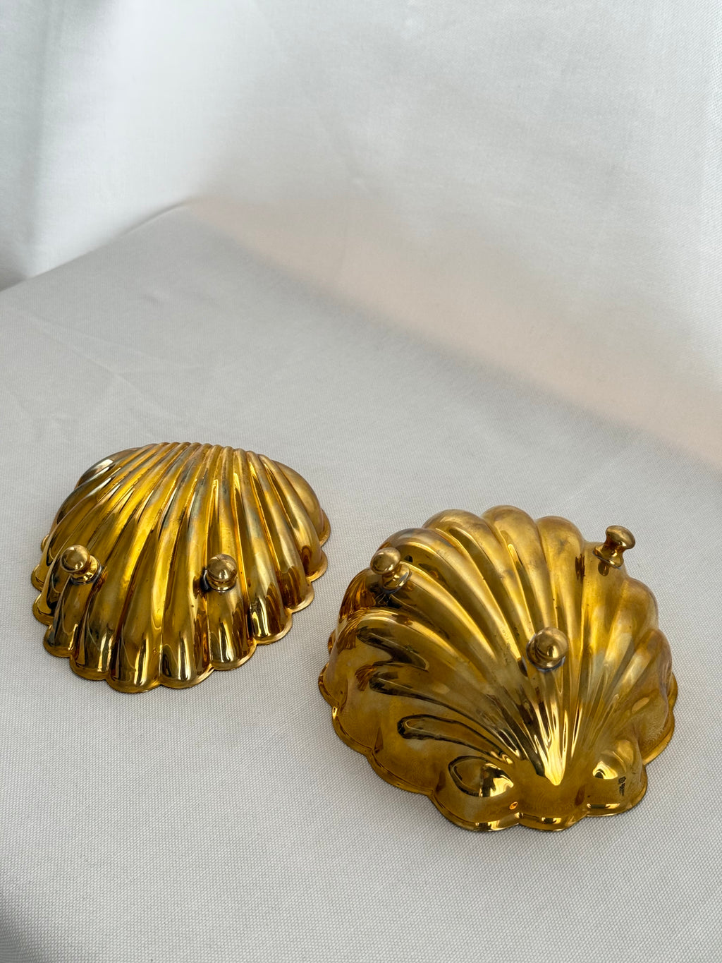 Vintage Shell Brass Bowls - Set of 2