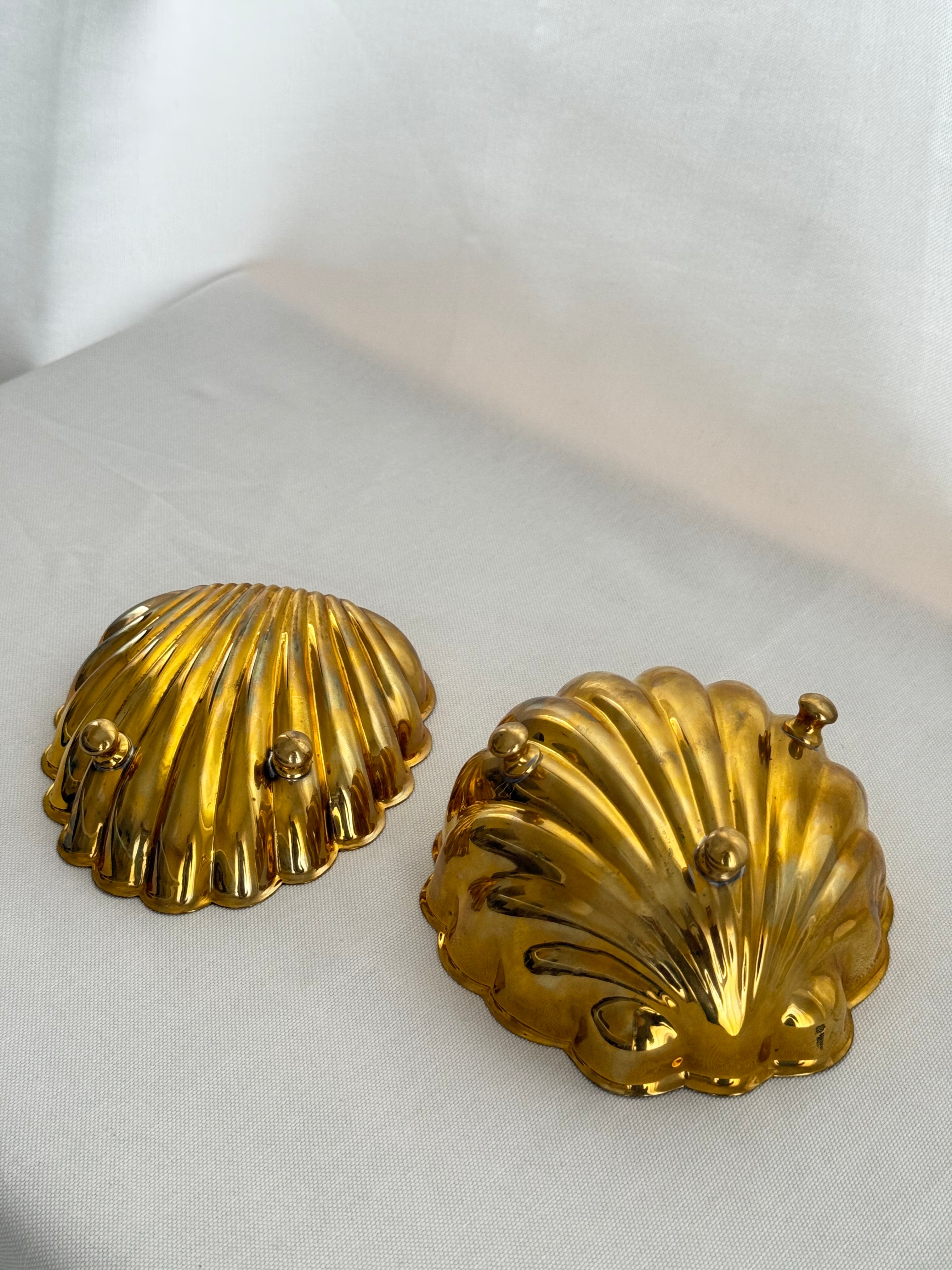 Vintage Shell Brass Bowls - Set of 2